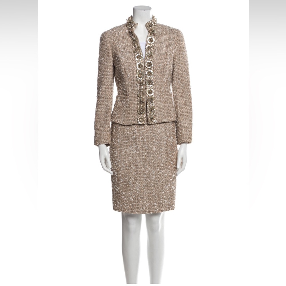 Escada Tweed Pattern Skirt Set Size: S, US 4, DE 34